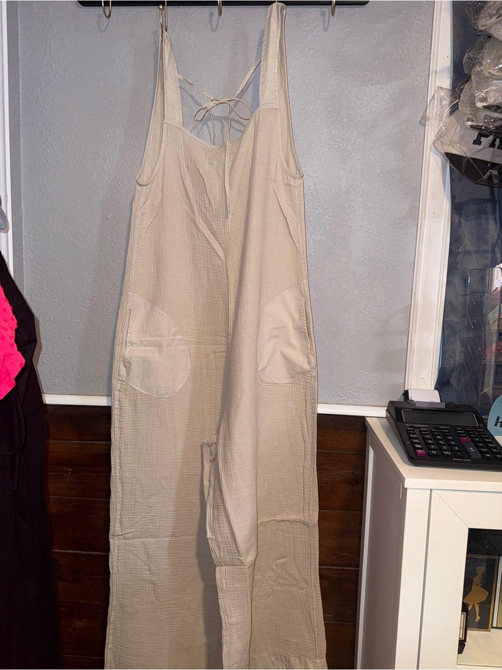 Zenana Outfitters Cream Wide-Leg Jumpsuit with Pockets